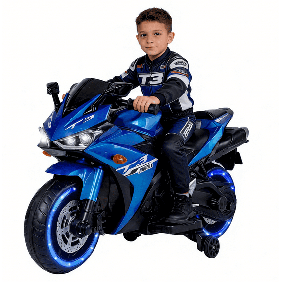 2 Seats Electric Dirt Bike Motorcycle for Kid 3-8, 12V Kids Motorcycle with Manual Throttle, Lighting Wheels, Music Function, Max Load 110LB
