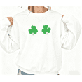 thumbnail image 1 of Two Shamrock Graphic Sweatshirt Print White S-2XL Womens St Patricks Day Lucky Friends Tops, 1 of 5