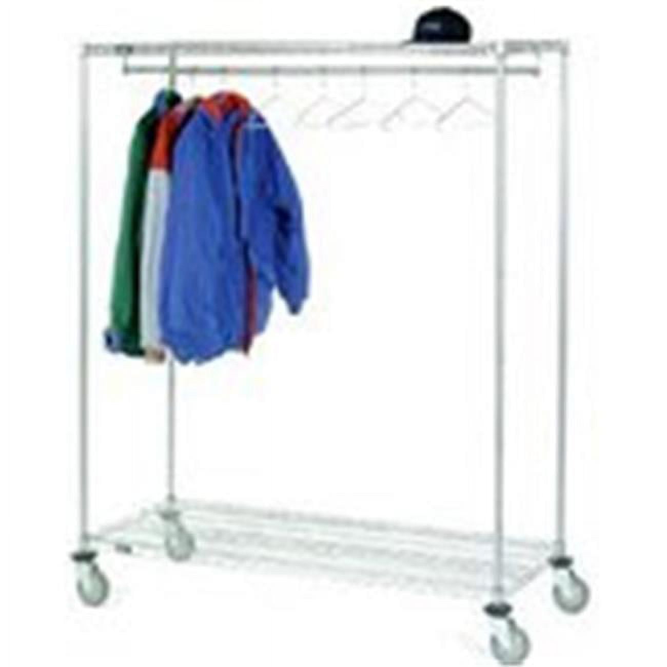 Chrome Portable Two-Shelf Garment Rack with Wheels