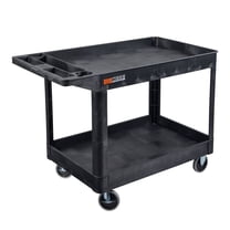 Luxor Workload Two-Shelf Industrial Utility Cart, 36.5" W x 24.5" D, Black