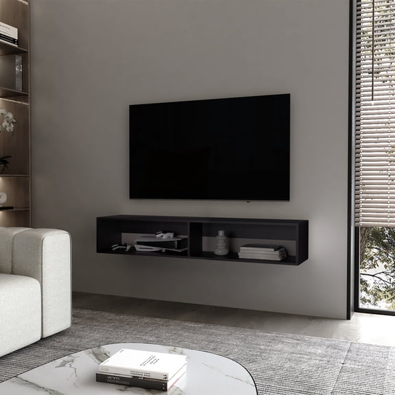 Two Shelved Design - Organize TV Accessories - Modern Home Interior - Save Floor Space