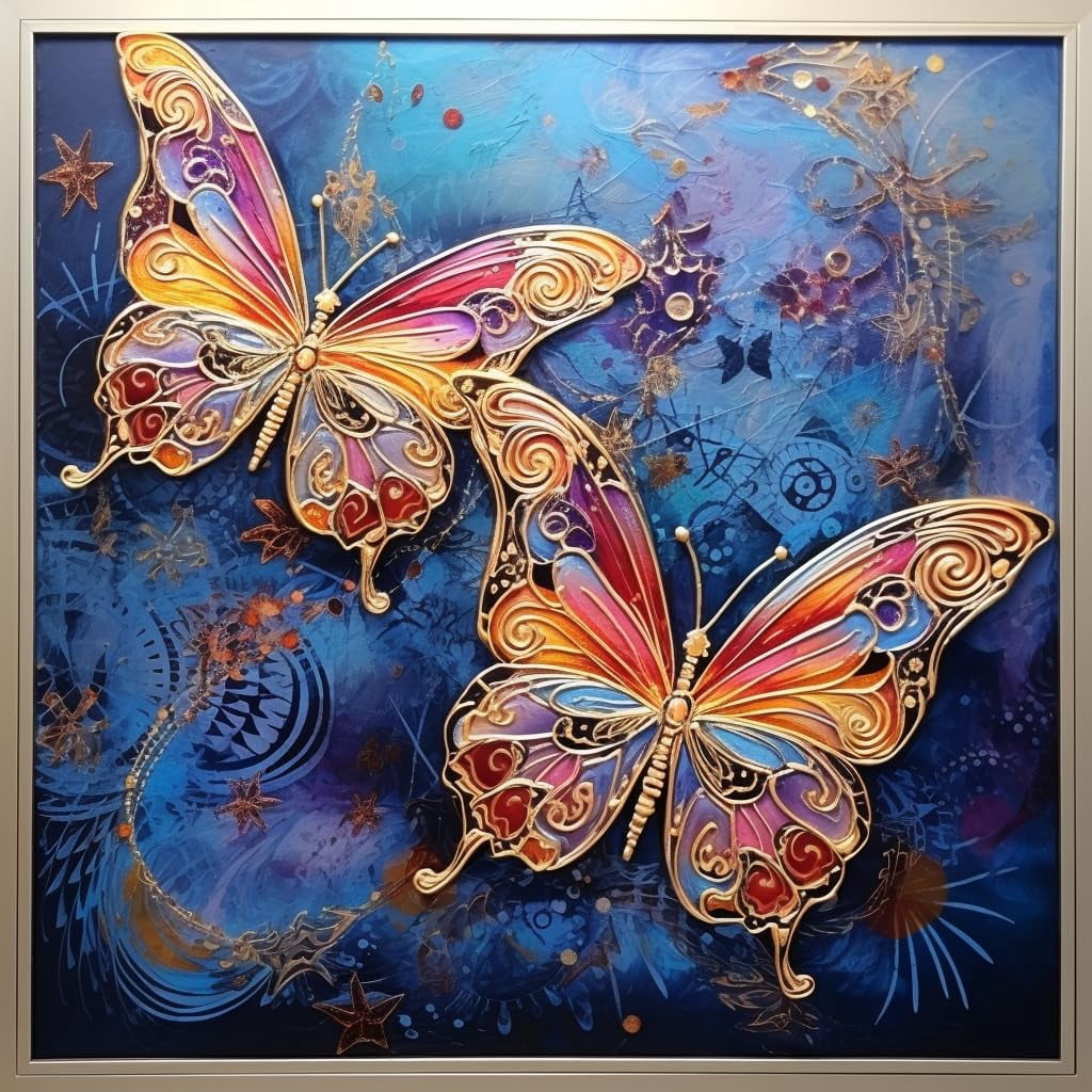 Two Shining Butterflies DIY 5D Diamond Art Painting by Number Kits for ...