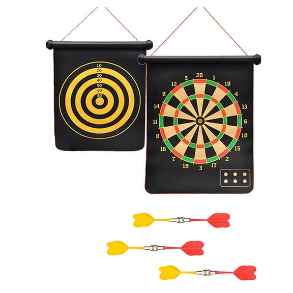 Two Side Board Game Set with Dart, Roller Up Safe Dartboards for In/Outdoor Game