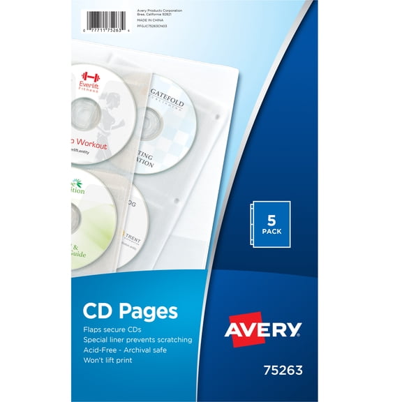 Two-Sided Cd Organizer Sheets For Three-Ring Binder, 5/pack | Bundle of 5 Packs