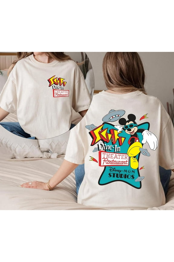 Two Sided Disney Mickey Sci-Fi Dine-In Theater Restaurant Shirt, MGM Studios Retro T-shirt