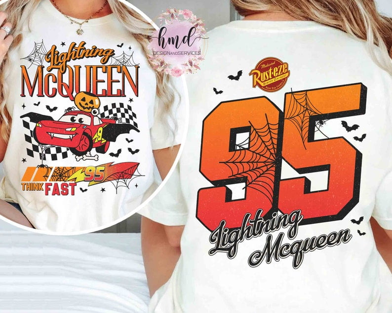 TwoSided Lightning Mc Queen Vintage Race 95 Halloween Shirt, Disney