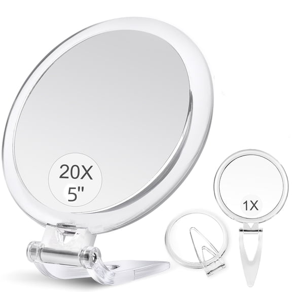 Two Sided Mirror, 20X/1X Magnification, 5'' Portable Folding Makeup Mirror with Handheld,B Beauty Planet
