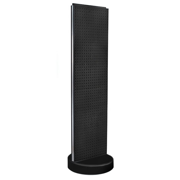 Two-Sided Pegboard Floor Display On a Revolving Round Studio Base: Spinner Rack Stand. Panel Size: 16"W x 60"H