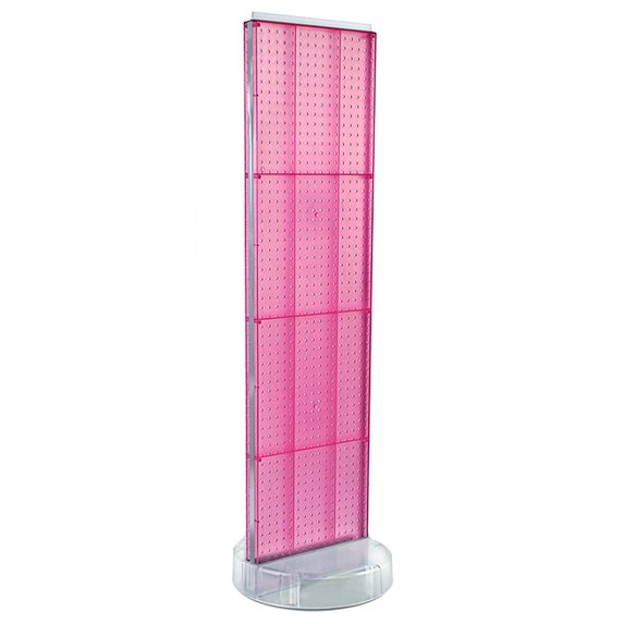 Two-Sided Pegboard Floor Display On a Revolving Round Studio Base: Spinner Rack Stand. Panel Size: 16"W x 60"H