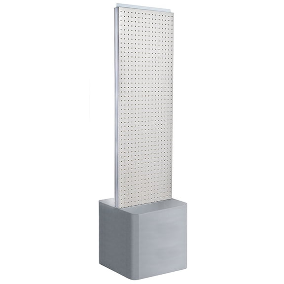 Two-Sided Pegboard Floor Display on Adjustable Studio Base. Panel Size: 16"W x 60"H