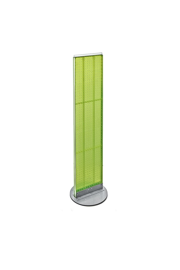 Two-Sided Pegboard Floor Display on Revolving Base. Spinner Rack Stand. Panel Size: 13.5"W x 60"H