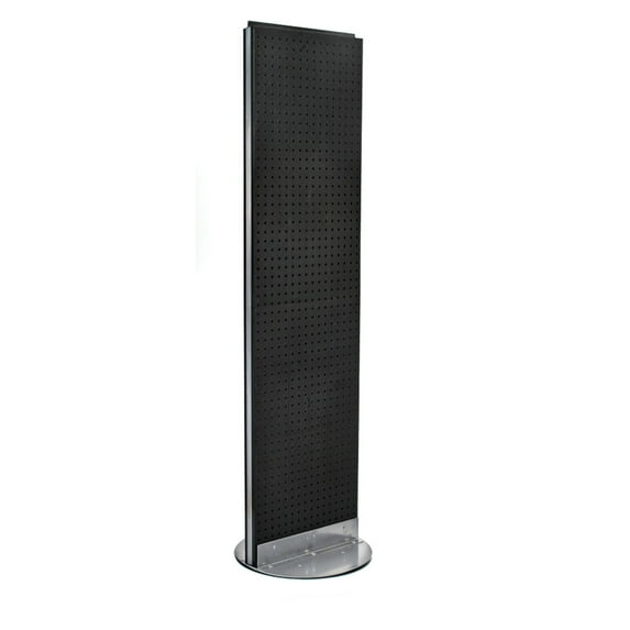 Two-Sided Pegboard Floor Display on Revolving Base. Spinner Rack Stand. Panel Size: 16"W x 60"H