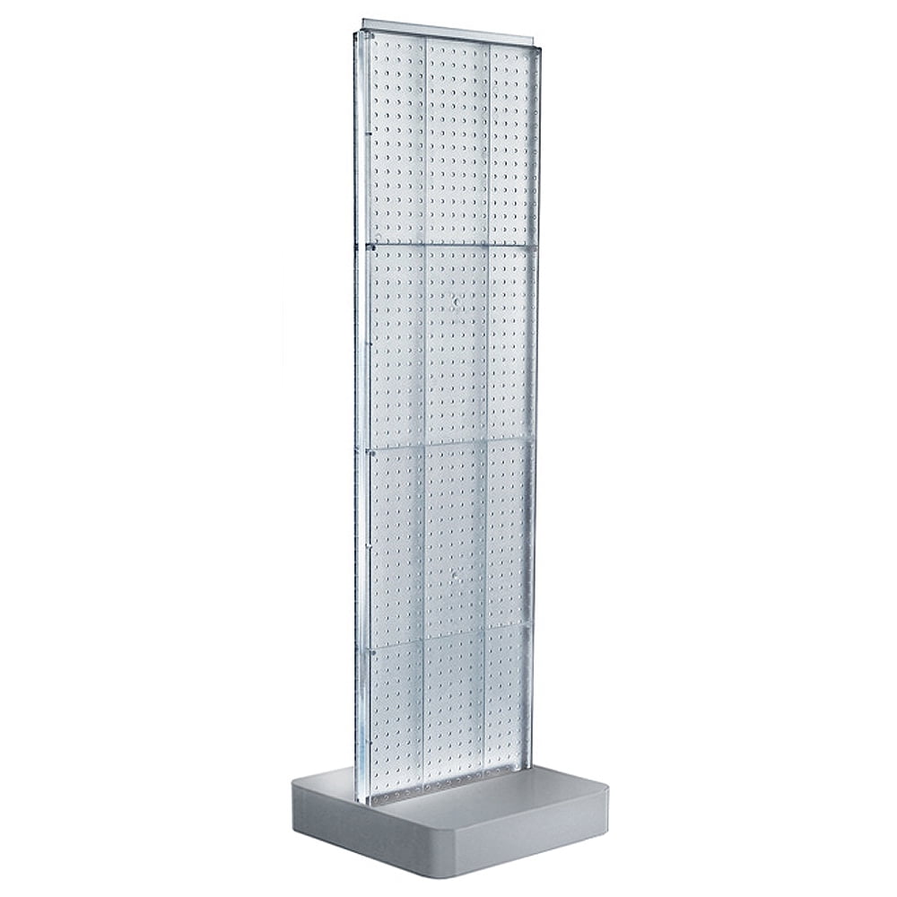 Clear Plastic Two-Sided Pegboard Floor Display with Studio Base