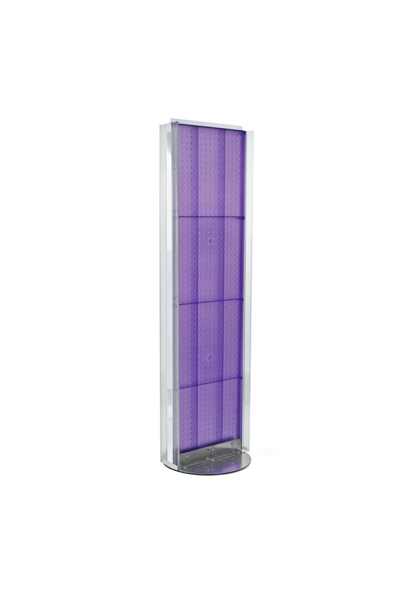 Two-Sided Pegboard Floor Display w/ C-Channel Sides on Revolving Base. Spinner Rack Stand. Panel Size: 16"W x 60"H on Revolving Base