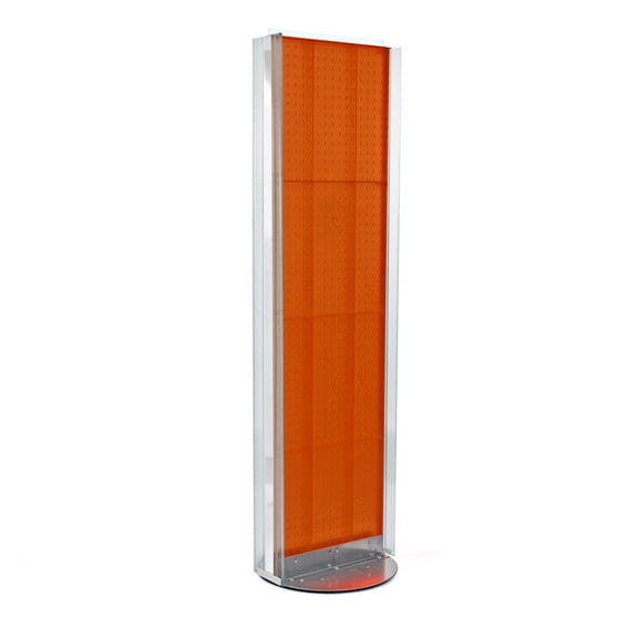 Two-Sided Pegboard Floor Display w/ C-Channel Sides on Revolving Base. Spinner Rack Stand. Panel Size: 16"W x 60"H on Revolving Base