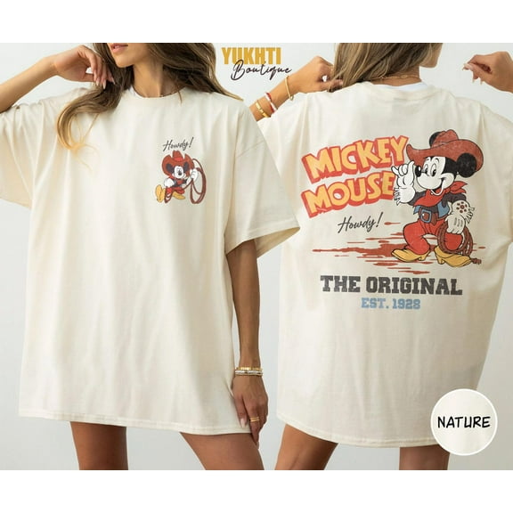 Two Sided Retro Mickey Mouse Cowboy The Original Shirt, Disneyland Family Matching Tee, Howdy T-shirt