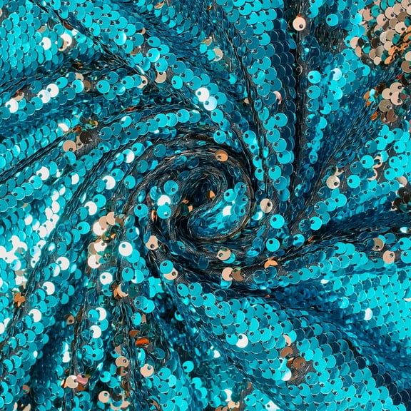 Two Sided Reversible Sequins Scale All-Over On Polyester Stretch Mesh Fabric By The Yards For Sewing Apparel, Costumes, Décor, & More (Black / Silver, 1 Yard)