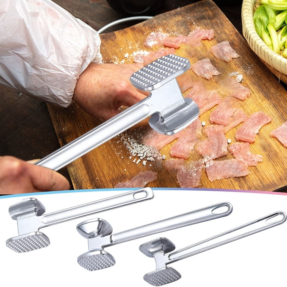 Two Sides Meat Mallet Tenderizer, Stainless Steel Meat Mallet Tenderizer,Heavy Duty Mallet Tools Chicken Pounder, Steak Pork Kitchen Tool