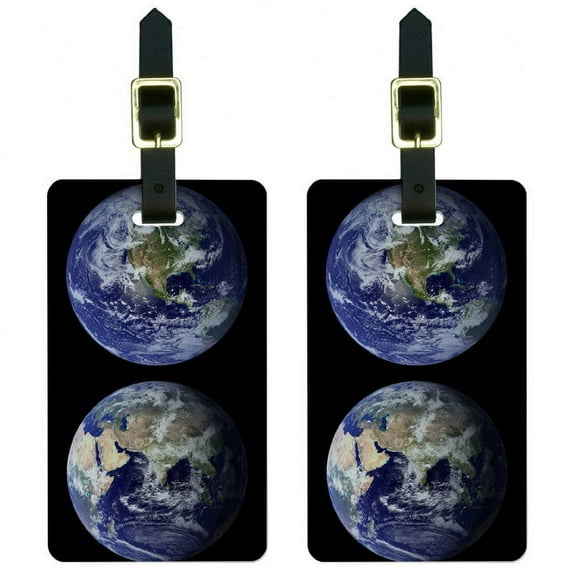 Two Sides of Earth Planet Terra Luggage Tags Suitcase Carry-On ID, Set of 2