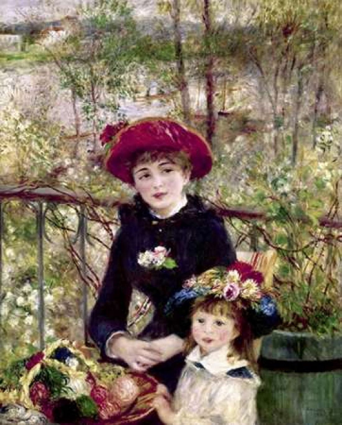 Two Sisters - On The Terrace Canvas Art - Pierre-Auguste Renoir (24 x 30)