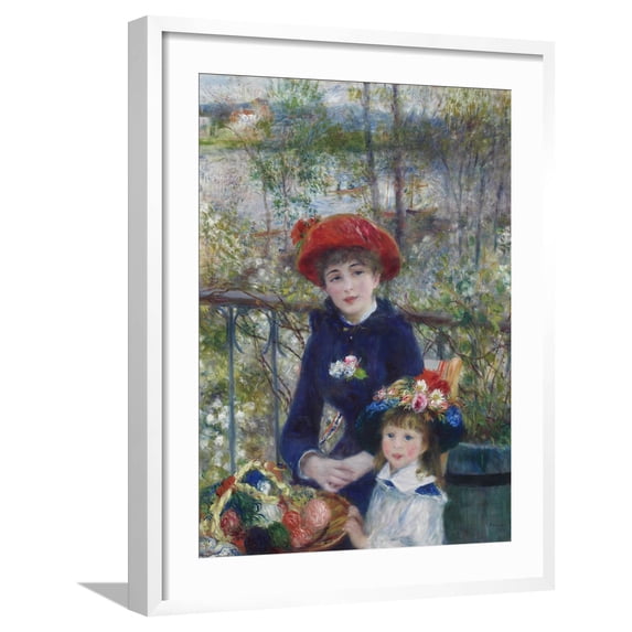 Art.com Two Sisters (On the Terrace), 1881 Giclee Print by Pierre-Auguste Renoir, White Frame Wall Art, 23" x 29"