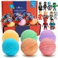 thumbnail image 1 of Superhero Bath Bombs for Kids with Surprise Toys Inside (6 Pack) - Large Bubble Bomb Fizzies for Boys, Girls, & Toddlers - Fruity Scents, Relaxing Aromas, Made in USA, Birthday Gift by Two Sisters, 1 of 8