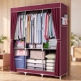 thumbnail image 1 of Two Size Portable Closet Storage Organizer Clothes Wardrobe Shoe Clothing Rack Shelf Dustproof Non-woven Fabric,Quick and Easy to Assemble, 1 of 9