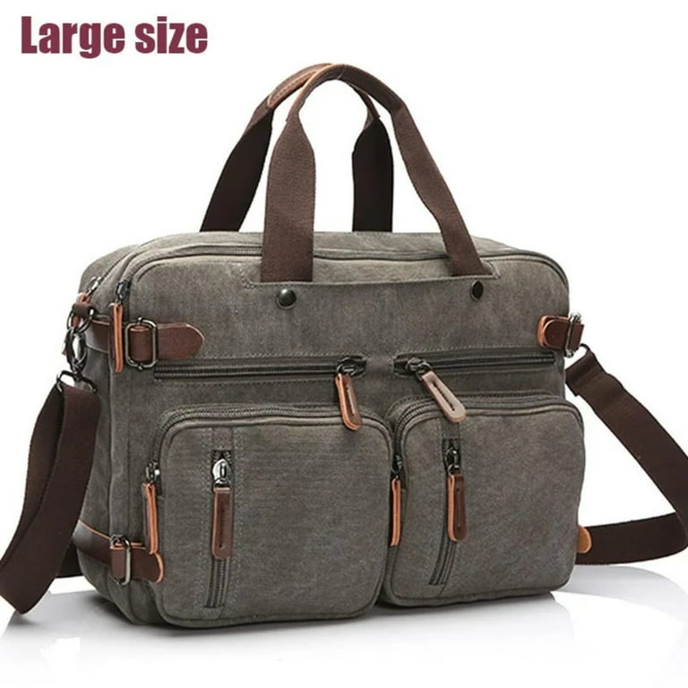 Two Sizes Canvas Bag Men Business Briefcase Hand held Handbag Large Capacity Backpack Computer Storage Bag Shoulder Bag