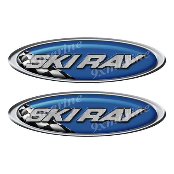 Two Ski Ray Vinyl Racing Oval Stickers - 10" long each