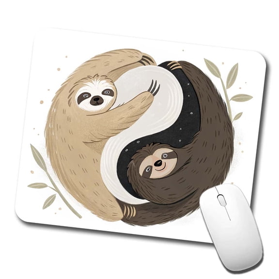 Two Sloths Yin Yang Mouse Pad Low Profile Gaming Mat