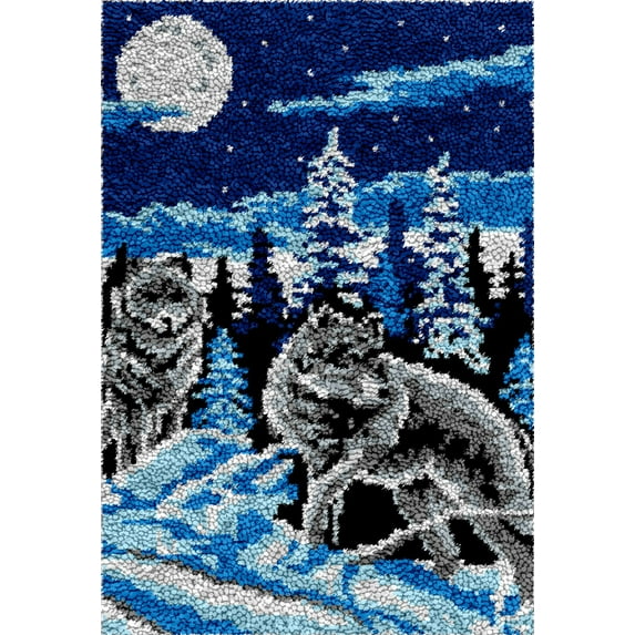 Two Snow Wolves | Rug Making Latch Hooking Kit
