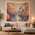 thumbnail image 1 of Two Songbirds on a Branch in a Golden Valley, Romantic Watercolor for Nature Lovers, Botanical Floral Art, Housewarming Gift Tapestry Wall Hanging for Bedroom and Living Room, 1 of 7