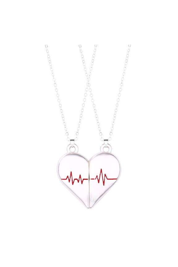 Two Souls Heart Pendant Necklaces for Couple 2Pcs for Creative Magnet Couples Necklace Sweater Chain Kit