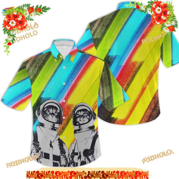 Two Spacecats Hawaiian Shirt