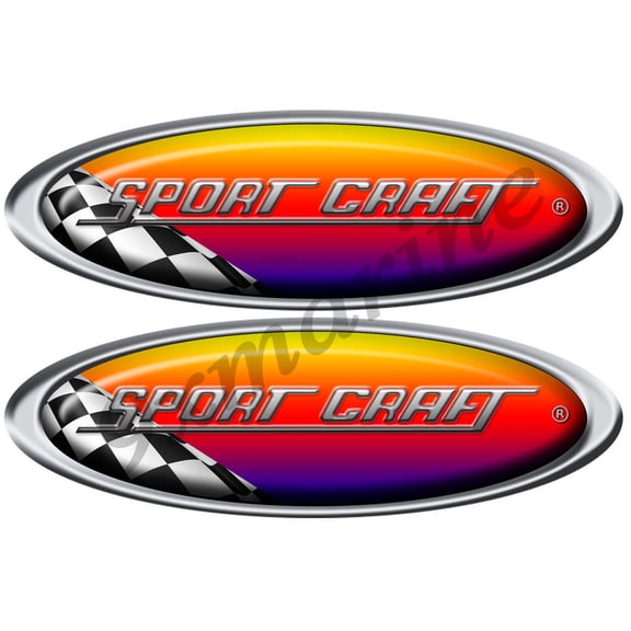 Two Sport Craft Vinyl Racing Oval Stickers 10 Inches long each