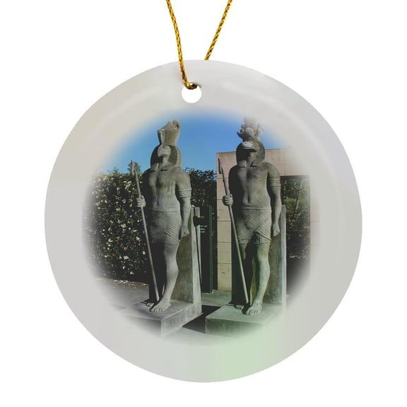3drose, Two Statues of Concrete in One of the Gardens in Hamilton, New Zealand, Circle Porcelain Ornament
