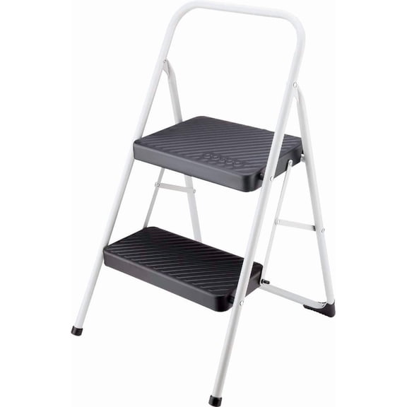 Cosco Industries Two Step Folding Step Stool with Cool Gray Frame and Black Steps Residential Use, Standard Application