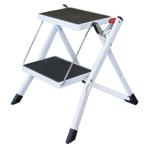 Two Step Mini Step Ladder, White & Black