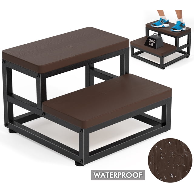 Two Step Stool for Adults Kids, Heavy Duty Metal Frame Stepping Stools ...