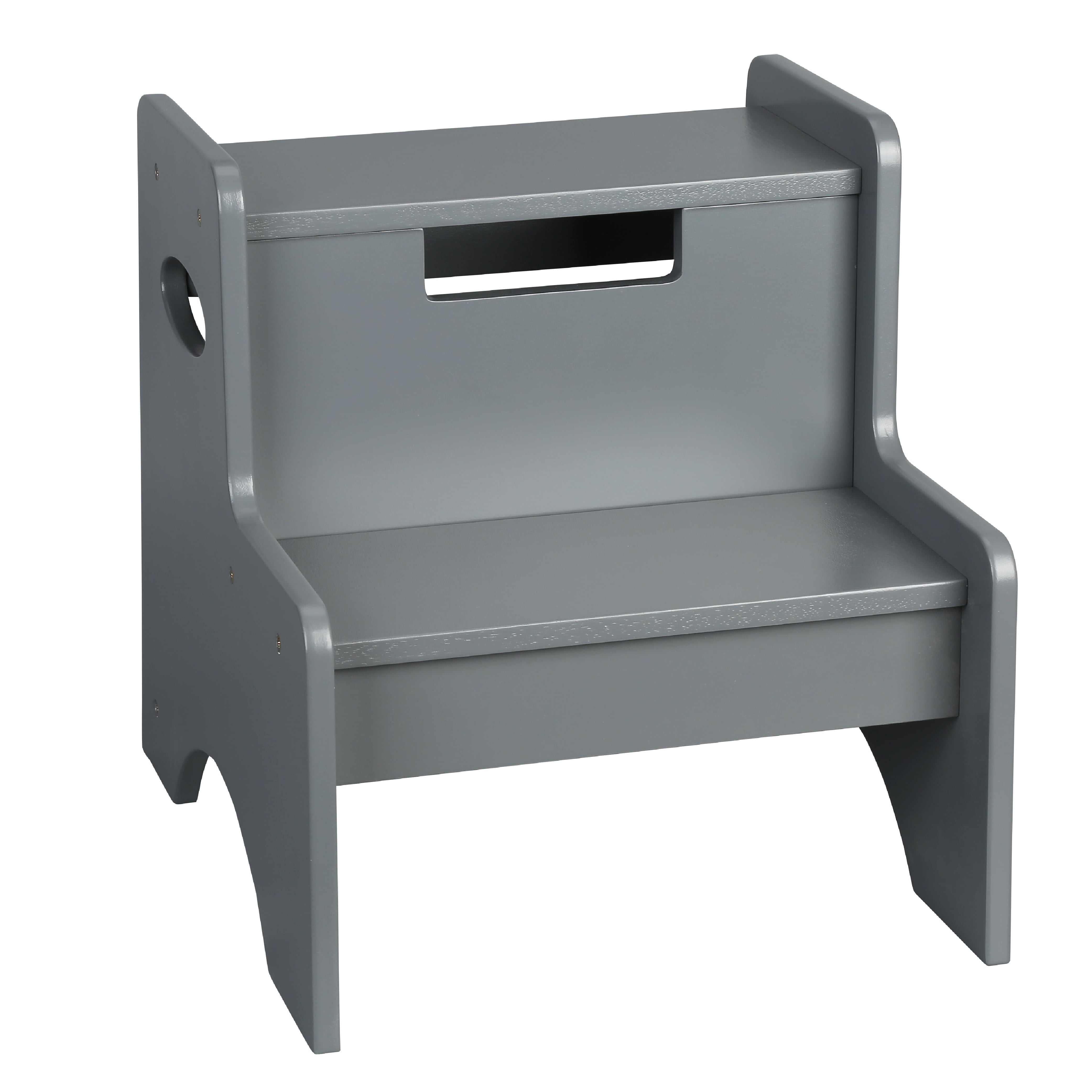 Wildkin Gray Two-Step Wooden Stool with Carrying Handles