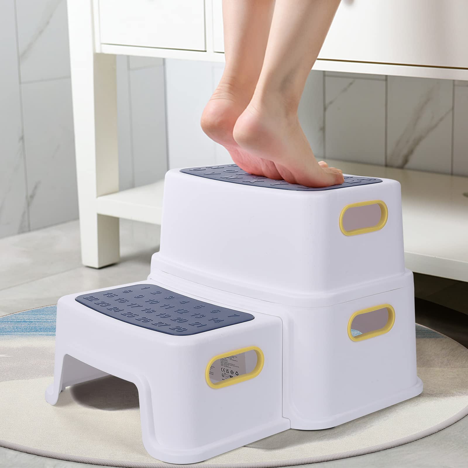 Two Step Stool for Kids with 2 PCS Faucet Extender, Toddler Step Stool