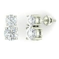 thumbnail image 1 of Two Stone CZ Solitaire Stud Earring 14k White Gold Finish Glitz Design, 1 of 4