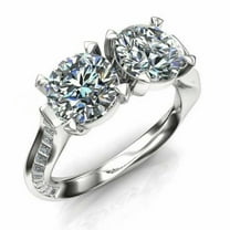 Two Stone Cocktail Engagement Ring For Velantine Gift 1.9 Ct Diamond 14K White Gold Over