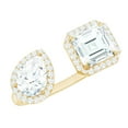 thumbnail image 1 of Rosec Jewels Certified Moissanite Toi Et Moi Engagement Ring for Women - Statement Ring - D-VS1 Quality, 14K Yellow Gold, US 11.50, 1 of 8