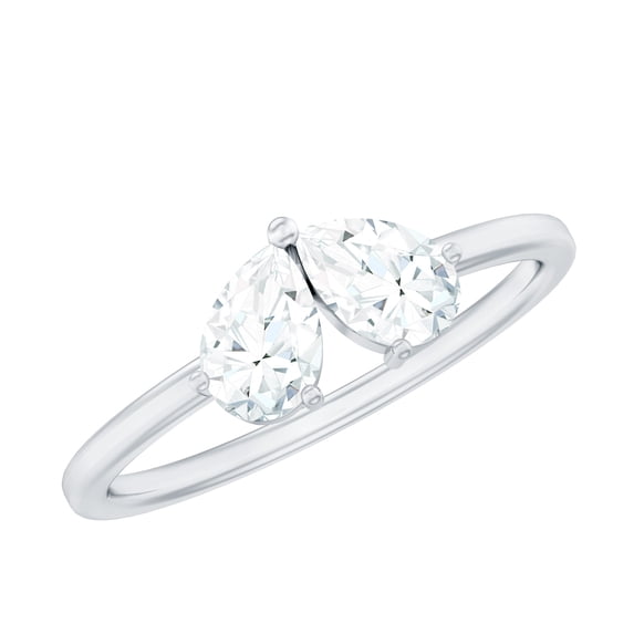 Rosec Jewels Moissanite Toi Et Moi Ring for Women - Moissanite Promise Ring - D-VS1 Quality Certified, 14K White Gold, US 7.50