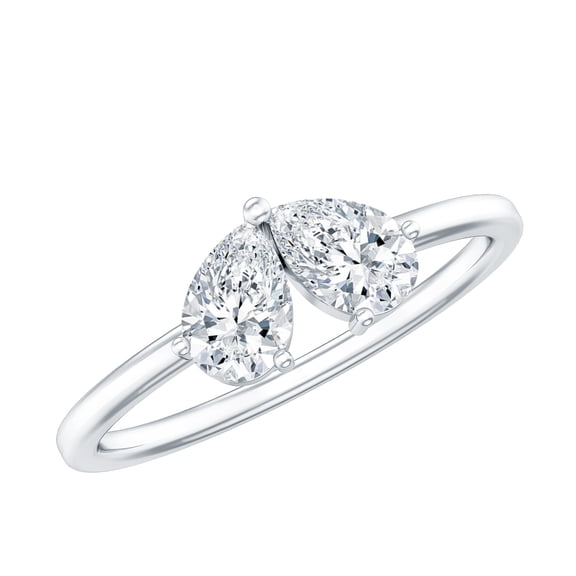 Rosec Jewels Moissanite Toi Et Moi Ring for Women - Moissanite Promise Ring - D-VS1 Quality Certified, 925 Sterling Silver, US 4.00