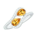 thumbnail image 1 of Rosec Jewels Citrine Toi Et Moi Engagement Ring with Diamond - 1.2 Ct - Bypass Ring for Women - AAA Quality Certified, 925 Sterling Silver, US 4.00, 1 of 8