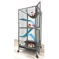 thumbnail image 1 of Deluxe Two Story Double Unit 4-Level Small Animal Critter Home Cage Hamster Habitat Mouse Rat Gerbil House Tight 1/2-inch Wire Spacing Rolling Cage for Ferret Hammock Chinchilla Sugar Glider, 1 of 8