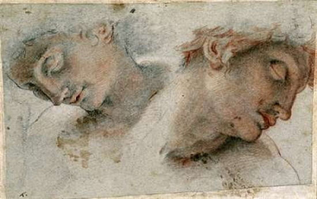 Two Studies of a Head Canvas Art - Cristofano Roncalli (24 x 36)