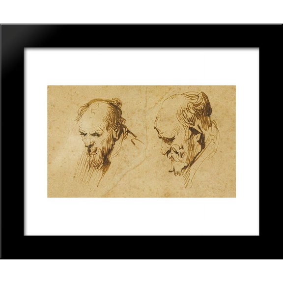 Two Studies of the Head of an Old Man 20x24 Framed Art Print by Rembrandt